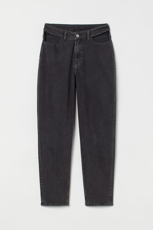 H&M Cut Out Mom Jeans Black/washed Out