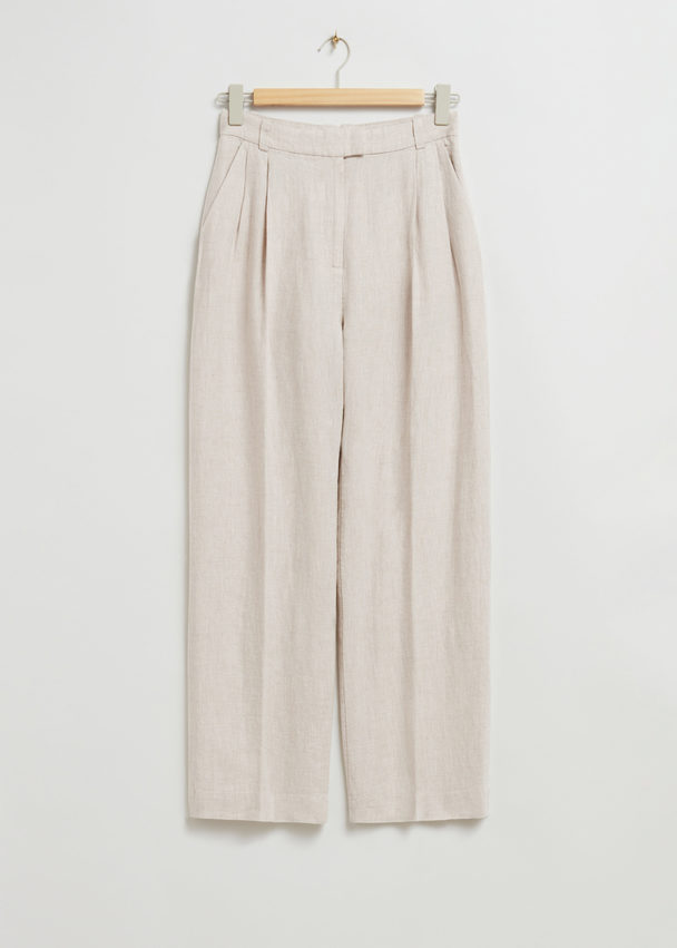 & Other Stories Tailored Linen Trousers Light Beige