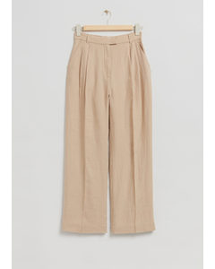 Tailored Linen Trousers Dusty Beige