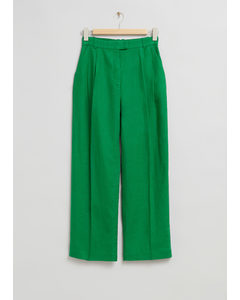 Tailored Linen Trousers Green