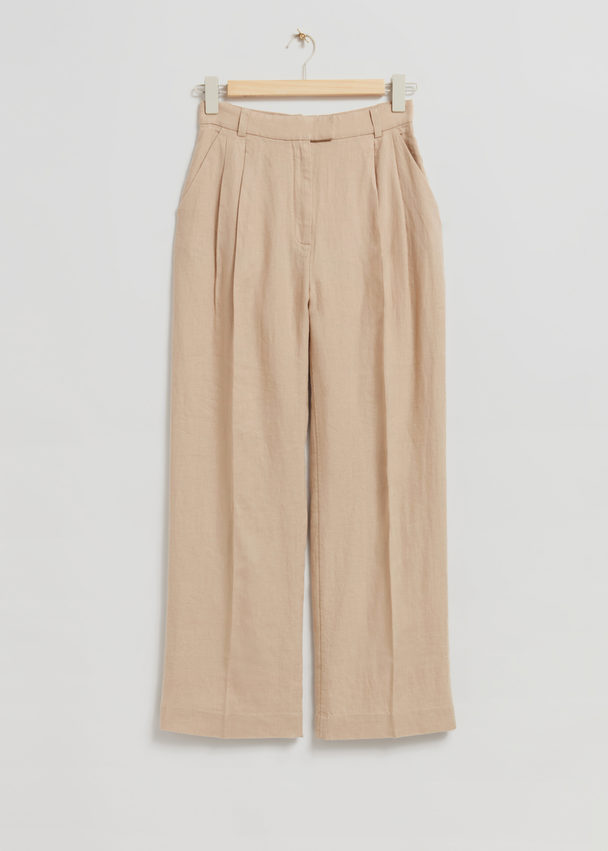 & Other Stories Tailored Linen Trousers Dusty Beige