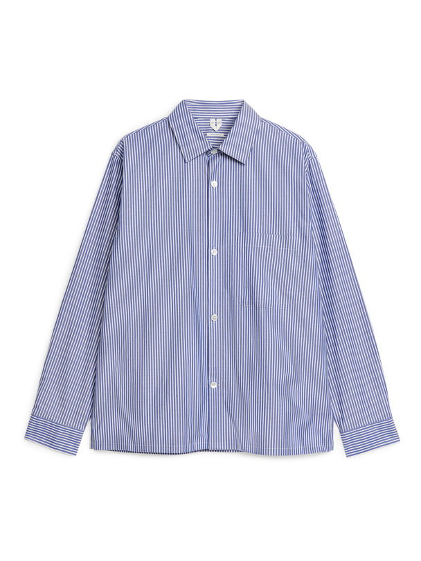 ARKET Cotton Twill Overshirt Blue/white