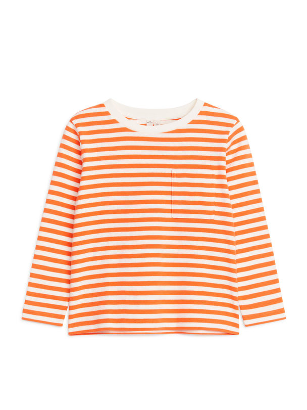 ARKET Langarm-T-Shirt Weiß/Orange