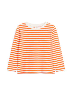 Langærmet T-shirt Hvid/orange