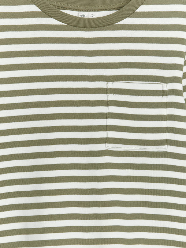 ARKET Langermet T-skjorte Off-white/grønn
