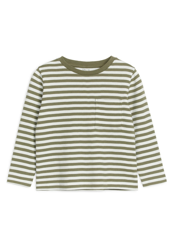 ARKET Langarm-T-Shirt Cremeweiß/Grün