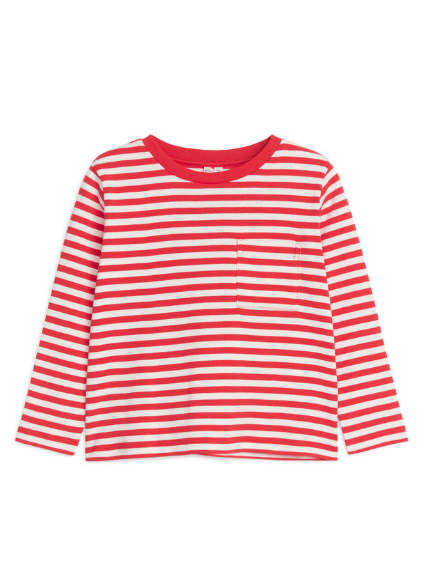ARKET Langarm-T-Shirt Rot/Weiß