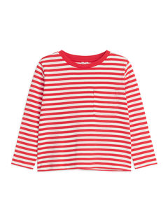 Langærmet T-shirt Rød/hvid