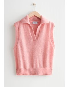 Polo Knit Vest Pink