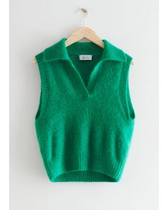 Polo Knit Vest Green