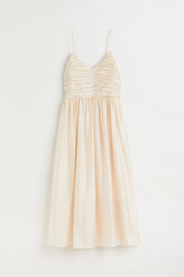 H&M Draped-bodice Dress Cream