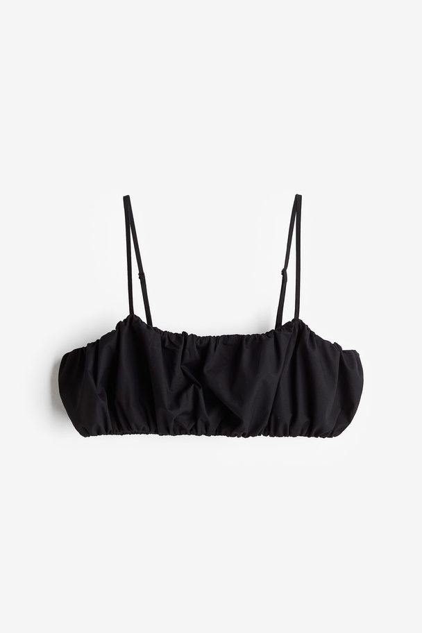 H&M Bralette-Top aus Popeline Schwarz