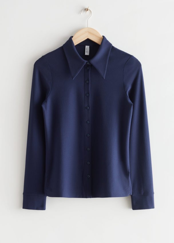 & Other Stories Fitted Shirt Navy