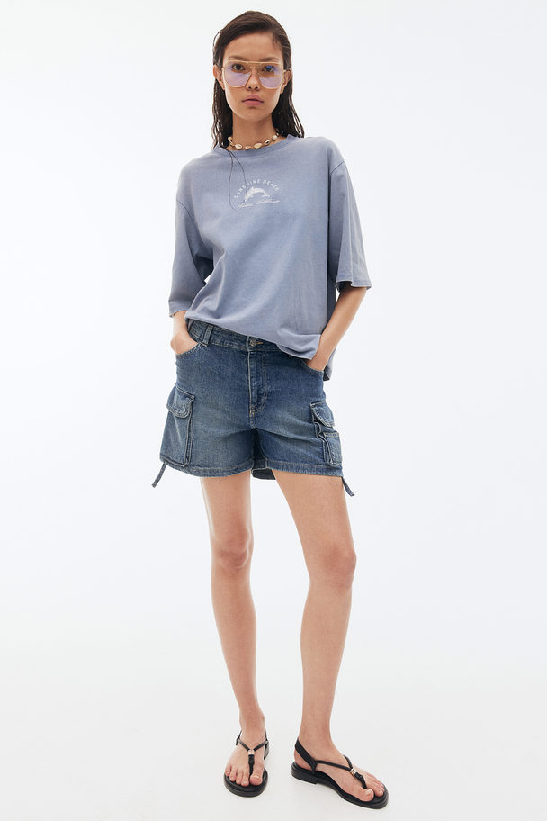 H&M Cargoshorts aus Denim in Regular Fit Denimblau