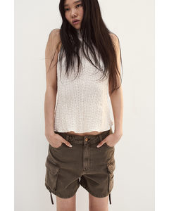 Regular Denim Utilityshort Donkertaupe