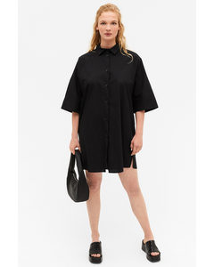 Black Oversized Shirt Dress Black
