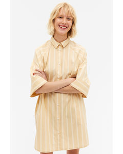 Beige Oversized Shirt Dress Beige With White Stripes