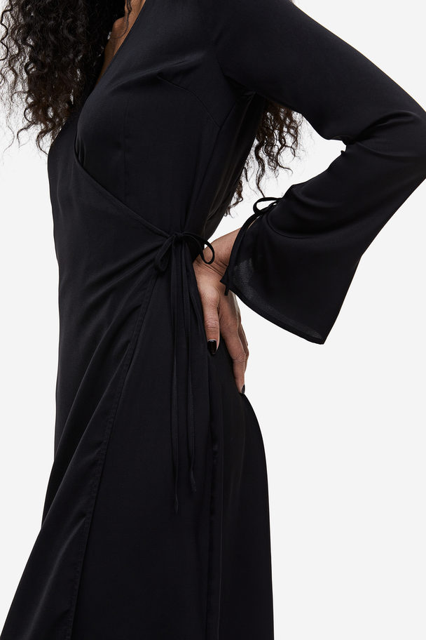 H&M Satin Wrap Dress Black