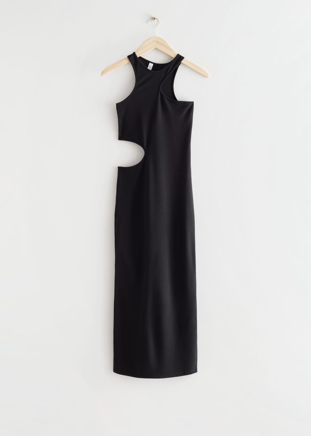 & Other Stories Midi-jurk Met Cutout Zwart