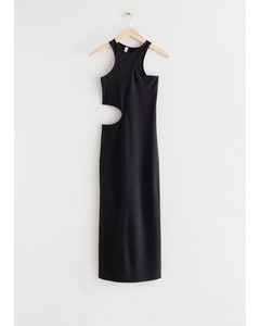 Midi-jurk Met Cutout Zwart