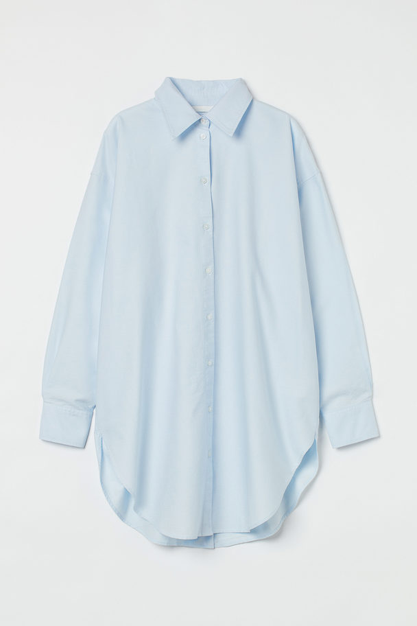 H&M Long Oxford Shirt Light Blue