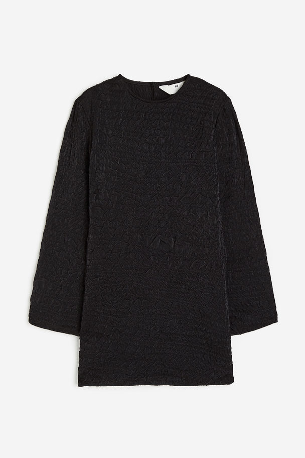 H&M Textured-weave Dress Black