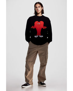 Pullover in Relaxed Fit Schwarz/Looney Tunes
