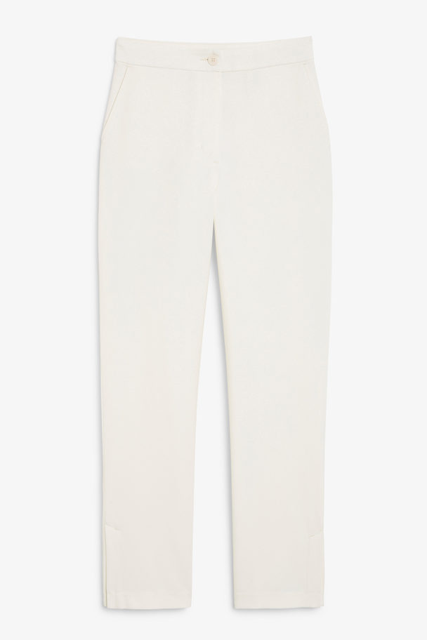 Monki Side Slit Trousers Off-white