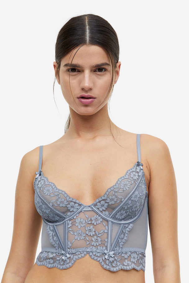 H&M Non-padded Lace Bustier Blue
