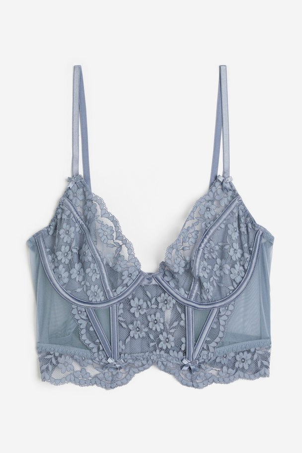 H&M Non-padded Lace Bustier Blue