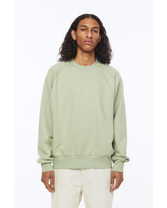 Sweatshirt I Bomuld Oversized Fit Pistaciegrøn