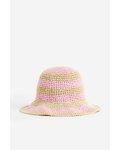 Straw Hat Light Pink/striped