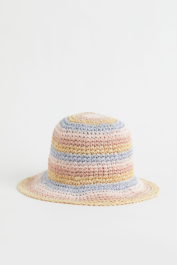 H&M Straw Hat Pink/blue Striped