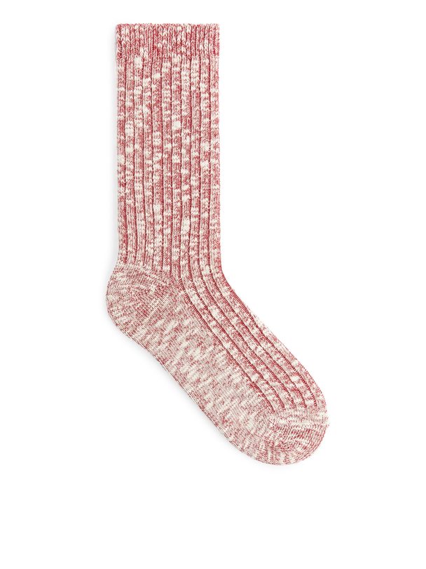 ARKET Chunky Knit Socks Red/white