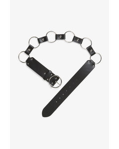 Faux Leather Chain Belt Black
