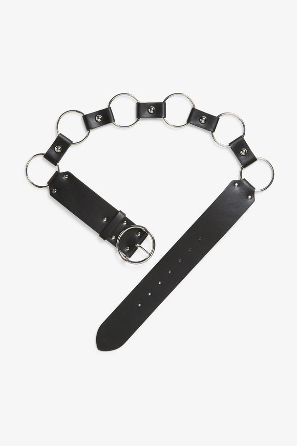Monki Faux Leather Chain Belt Black
