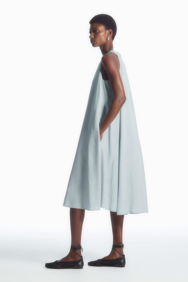 COS Racer-neck Midi Dress Light Blue