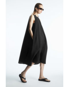 Racer-neck Midi Dress Black
