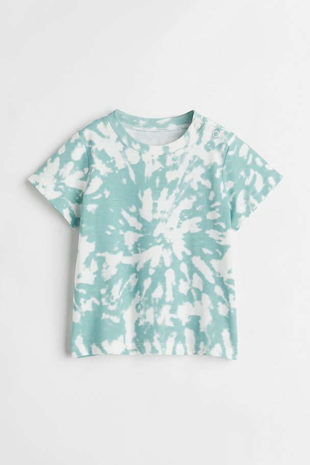 H&M T-shirt Met Print Wit/tie-dye