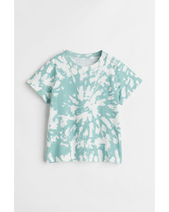 T-shirt Med Tryk Hvid/batikmønstret