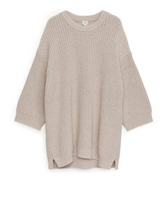Oversized-Pullover aus Baumwollmischung Dusty Beige