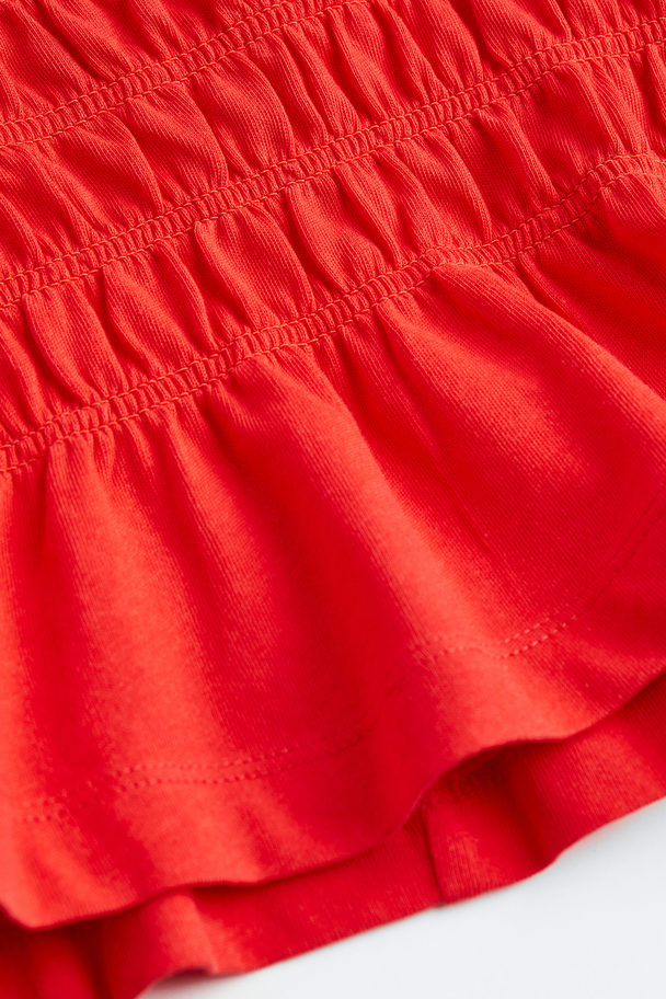 H&M Smocked-waist Top Red