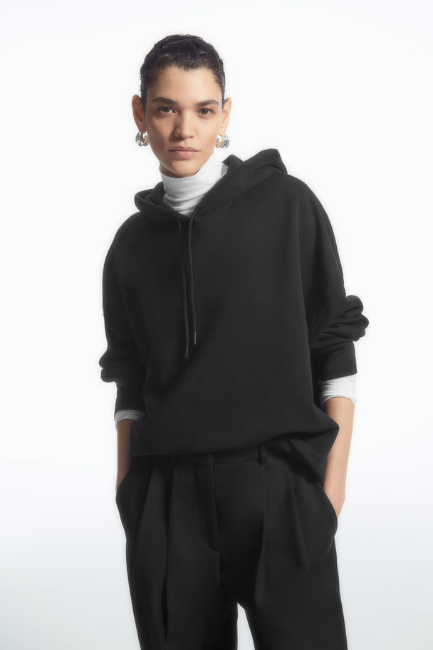 COS Relaxed Jersey Hoodie Black