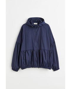 Water-repellent Jacket With Gathers Navy Blue