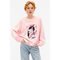 Pink Sweatshirt Normal Pasform Med Katteprint Pink Med Kattefotoprint
