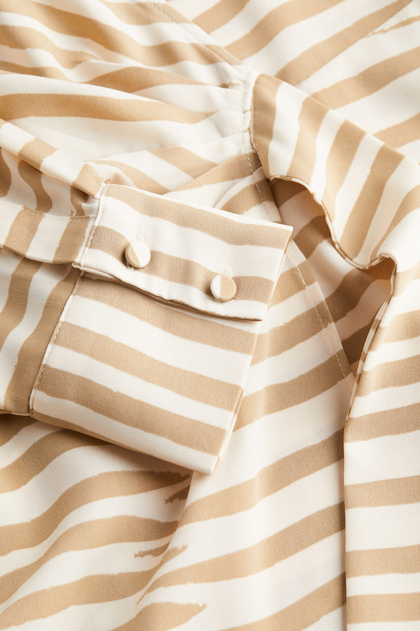 H&M Wrap Dress Light Beige/zebra Print