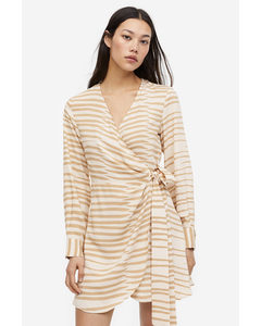 Wrap Dress Light Beige/zebra Print