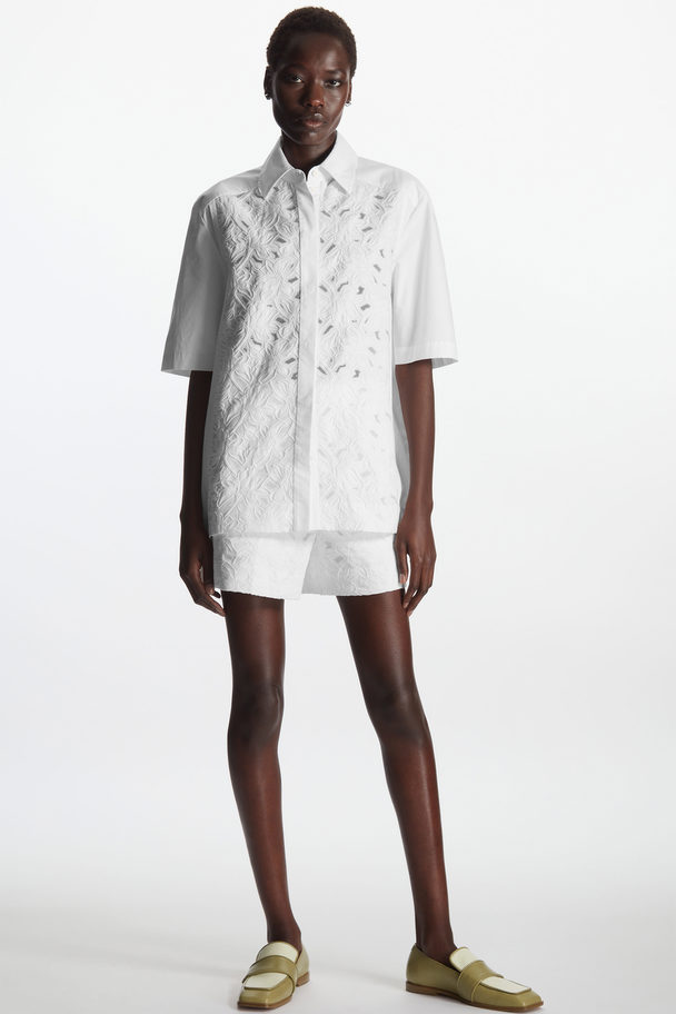 COS Relaxed-fit Lace Panel Shirt White