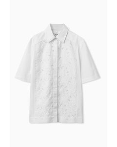 Relaxed-fit Lace Panel Shirt White