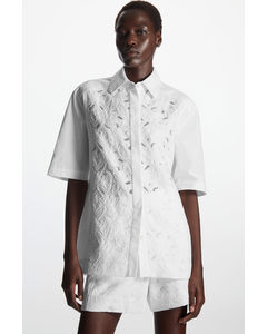 Relaxed-fit Lace Panel Shirt White